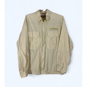 Simms Shirt Mens LARGE Yellow Long Sleeve Cotton Button Up‎